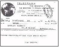 Copia del telegramma di confermazione