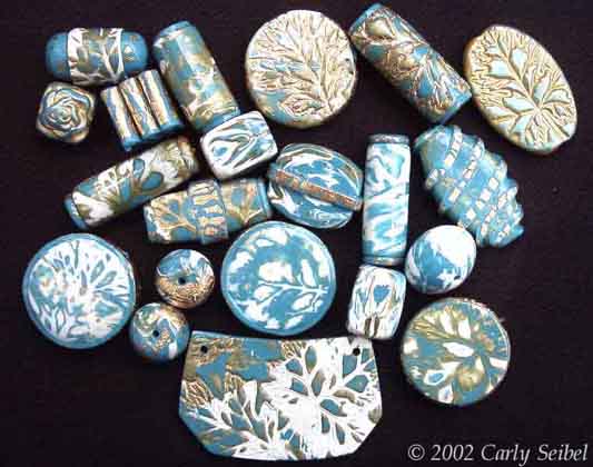 LuBelle Beads-Mokume Gane Leaf Impressed Bead Set