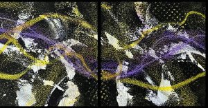 purple and yellow strings
