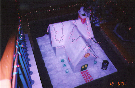 In the annual Christmas dorm decoration contests, getting dorm participation from Miriam was sometimes a bit difficult! However, my guys pulled through marvelously on this one -- Can you believe that this "house" actually is made out of our dorm's CA furniture?