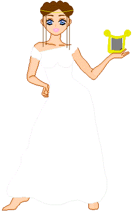 shes an angle :D with a harp.. a really small harp. lol