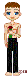 oh. .. hes sad :( and he got you flowers :D