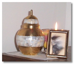 Lucky in her final reasting place, her Urn