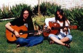 Playing guitar in my garden
