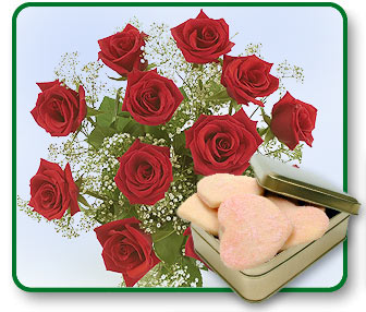 One Dozen Long Stemmed Red Roses with Sugar Cookies