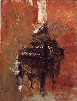 Cembalo della passione, olio su carta, 17x13, 1999