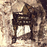 Cembalo di prospetto, olio su cartone, 16x16, 1997