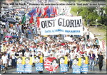 protesters rally