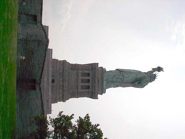 That's me in yellow at the base of the Statue of Liberty