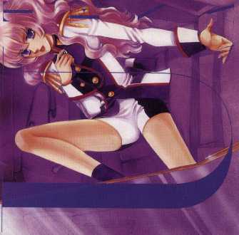 OST 7 Cover. I hate this picture of Utena. I have to cover it up whenever I take it off the shelf to listen to the CD. What do you mean it's SIDEWAYS? Yeah, I know. It's like that on the booklet, so that's the way I scanned it.