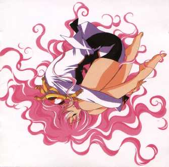 OST 8 Cover. Cool picture of Utena all curled up. Weird, but I like it. (Anthy's on the back cover in a similar position. Not shown here.)