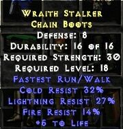 Wraith Stalker Chain Boots: click link in description to see ranking in 'Best Rares of D2'