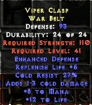 Viper Clasp War Belt