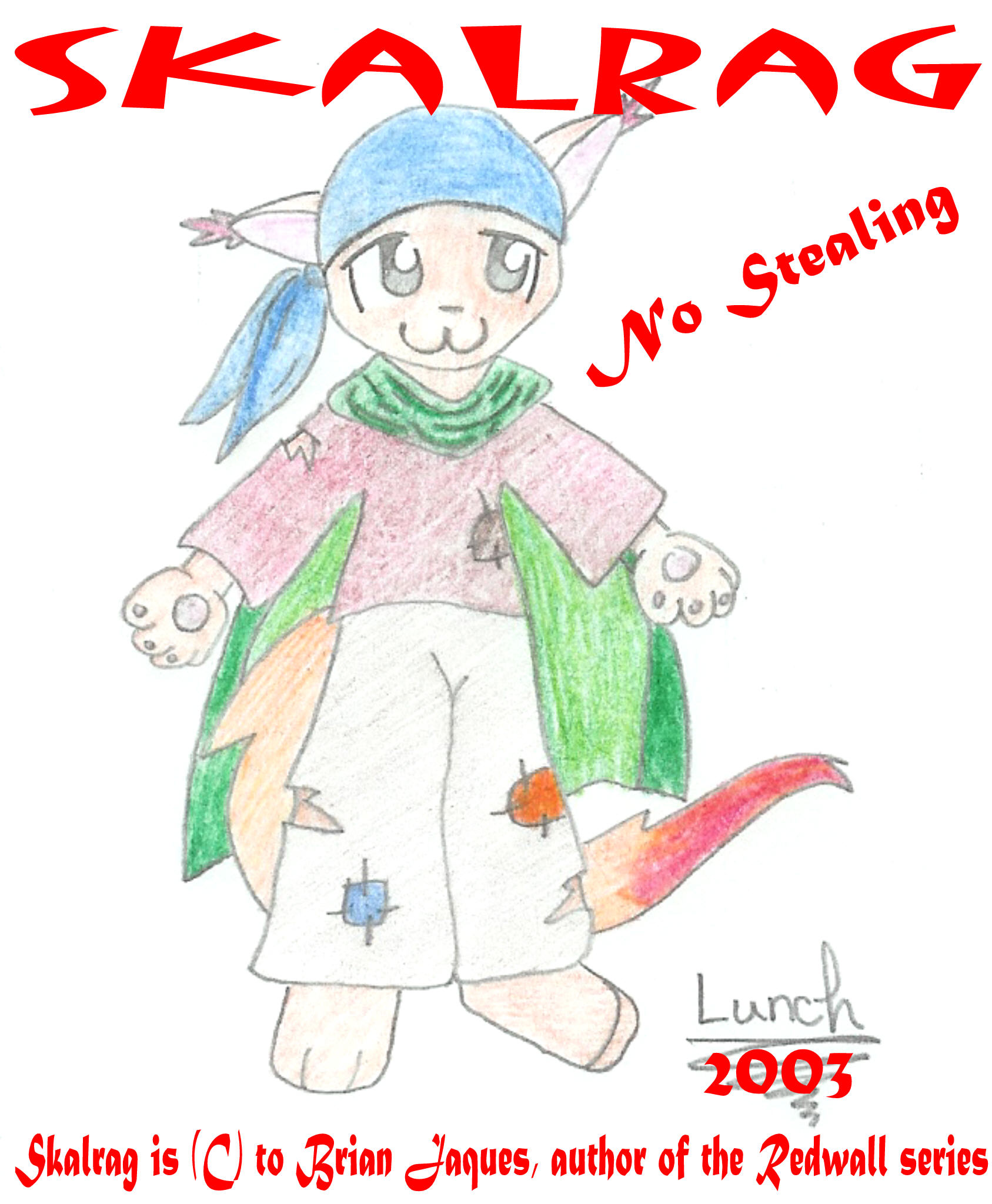 Danniiy's version of Skalrag from the book Redwall: Martin the Warrior by Brian Jaques ... Such a cute wittle fox! Requested by -- Danniiy