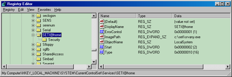 Finding SETI@home in the Registry