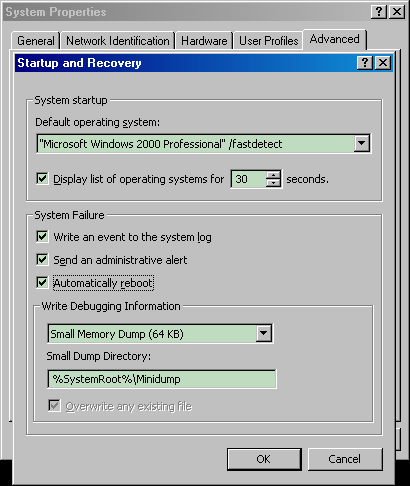 Windows 2000 System Properties