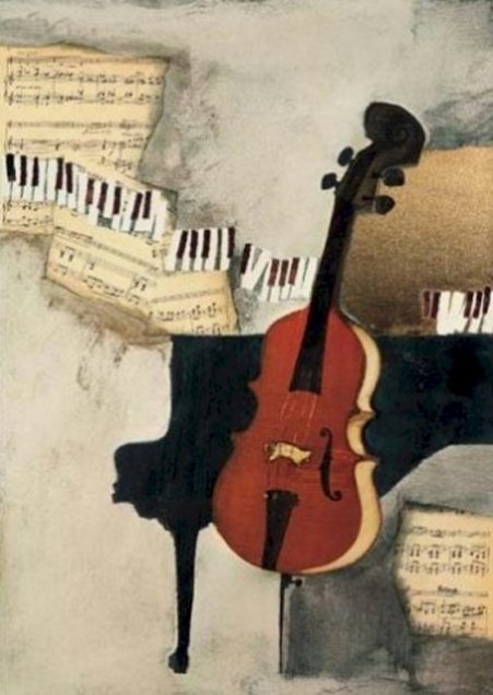 Violoncelle. Peinture de R. Wachtmeister