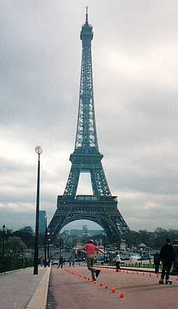Me slaloming near the Eifell Tower