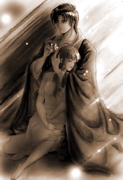 Looks like older Eriol holding an Older Tomoyo.... so COOL!!!!! I wonder if she colored it in chalk.