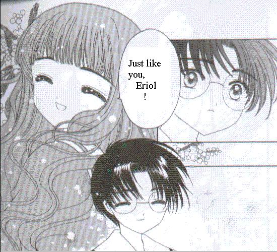 Okay this page was from the Manga... It was CUTE because Syaoran usually did that face when Sakura said something to him... :P I like