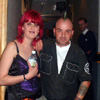 Guy with a green mohican at a Damned gig