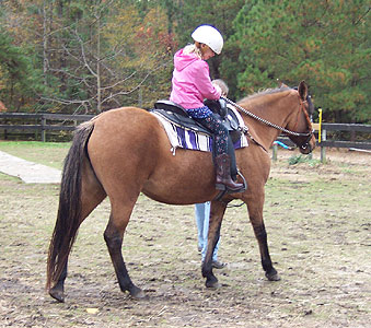 Maja giving a test-ride to a young girl at the 2006 Gracewood Farm Open House