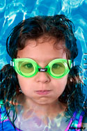 girl with fine hair photoshopped into pool water