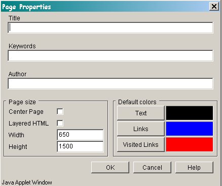 Page Properties Box