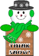 Frosty says Think Snow!