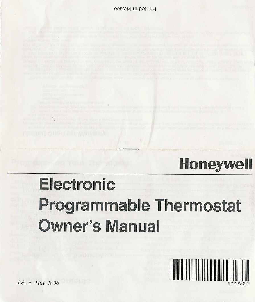 VBLT Properties / Instructions for Honeywell Thermostat