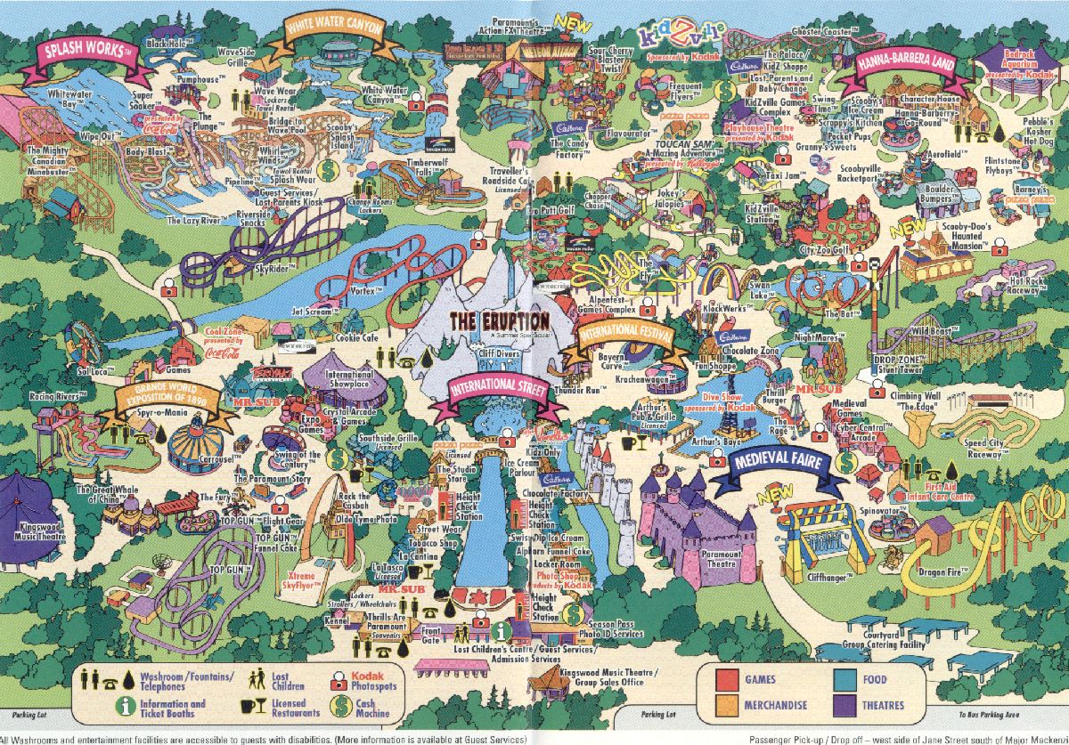 Canada's Wonderland Map Park Map in 1991. Canadas wonderland