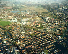 Aerial view of the town.