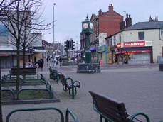 Radcliffe town centre, looking towards Blackburn Street.