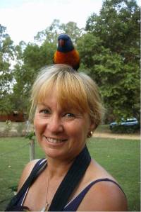 Helen just loves birds sitting on her head
