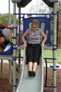 Marghe slides, laughs and screams