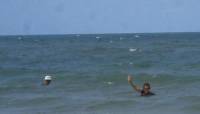 The girls enjoy an Ocean swim