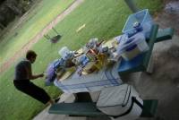 Marghe helps setting up the table