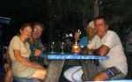 A group photo of the four of us at supper