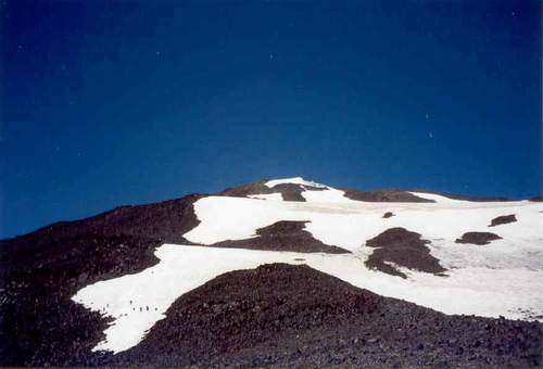 Looking up at the false summit