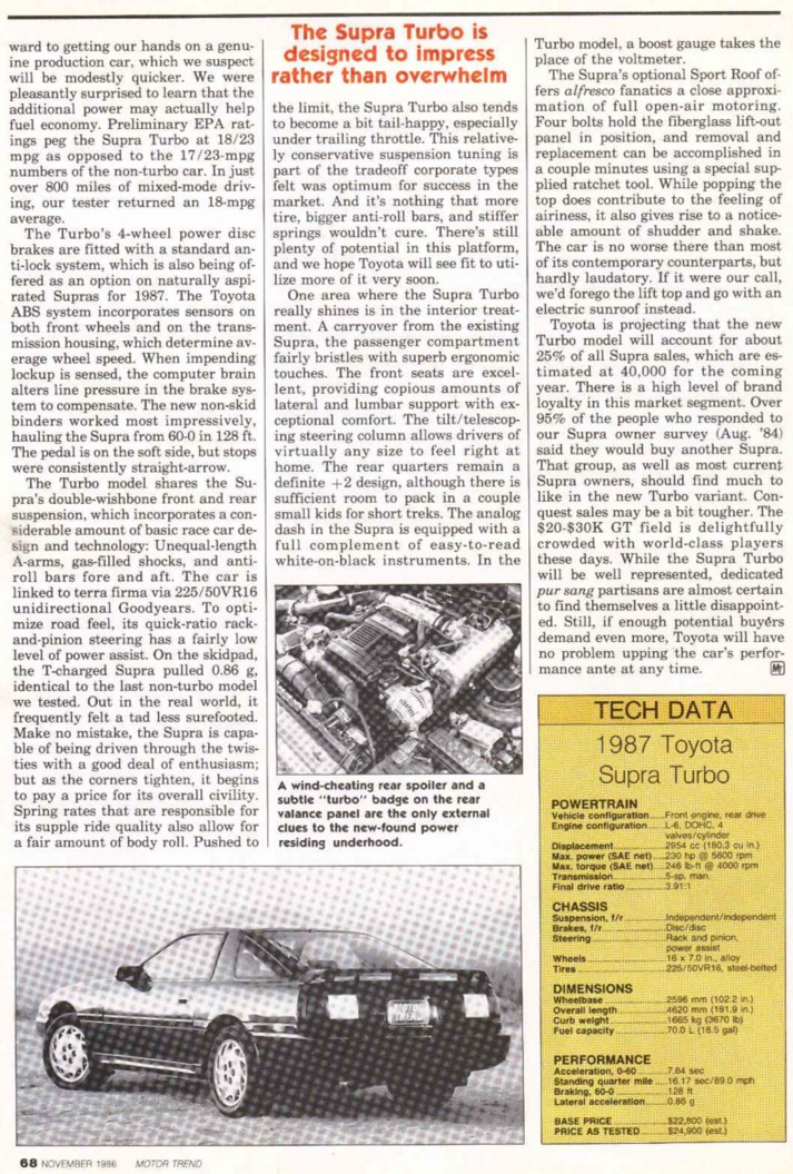 Motor Trend, November 1986