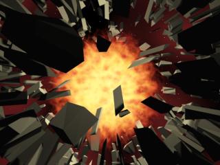 Cena Renderizada, com a explos�o oriunda da Sphere Gismo.
