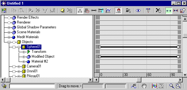 Componentes da janela Track View.