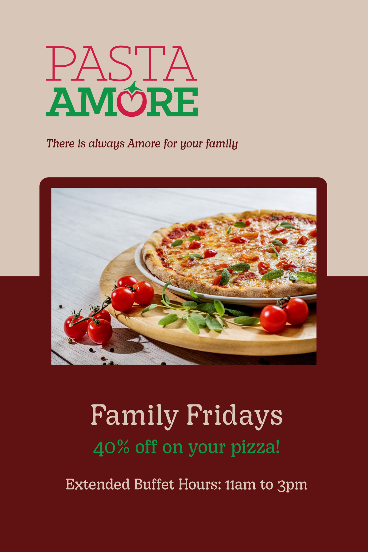 Pasta Amore Table Tent design