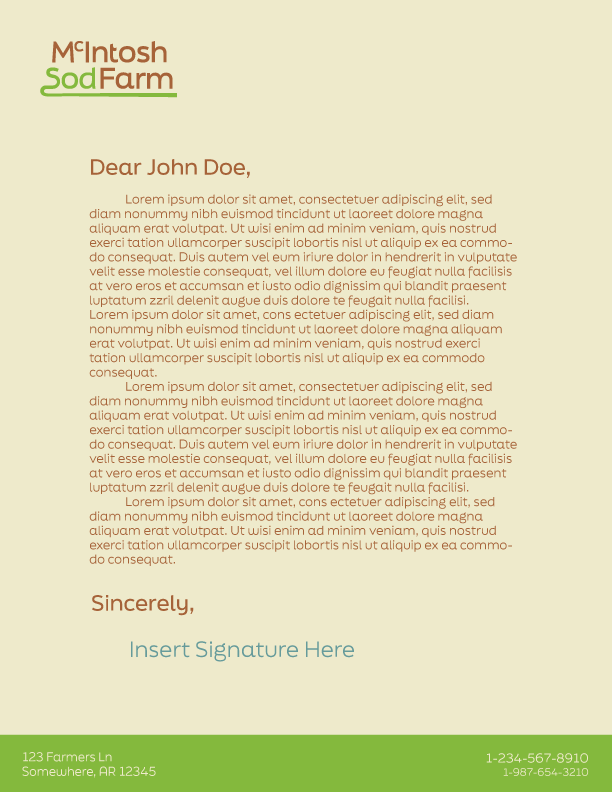 McIntosh Sod Farm Letterhead design