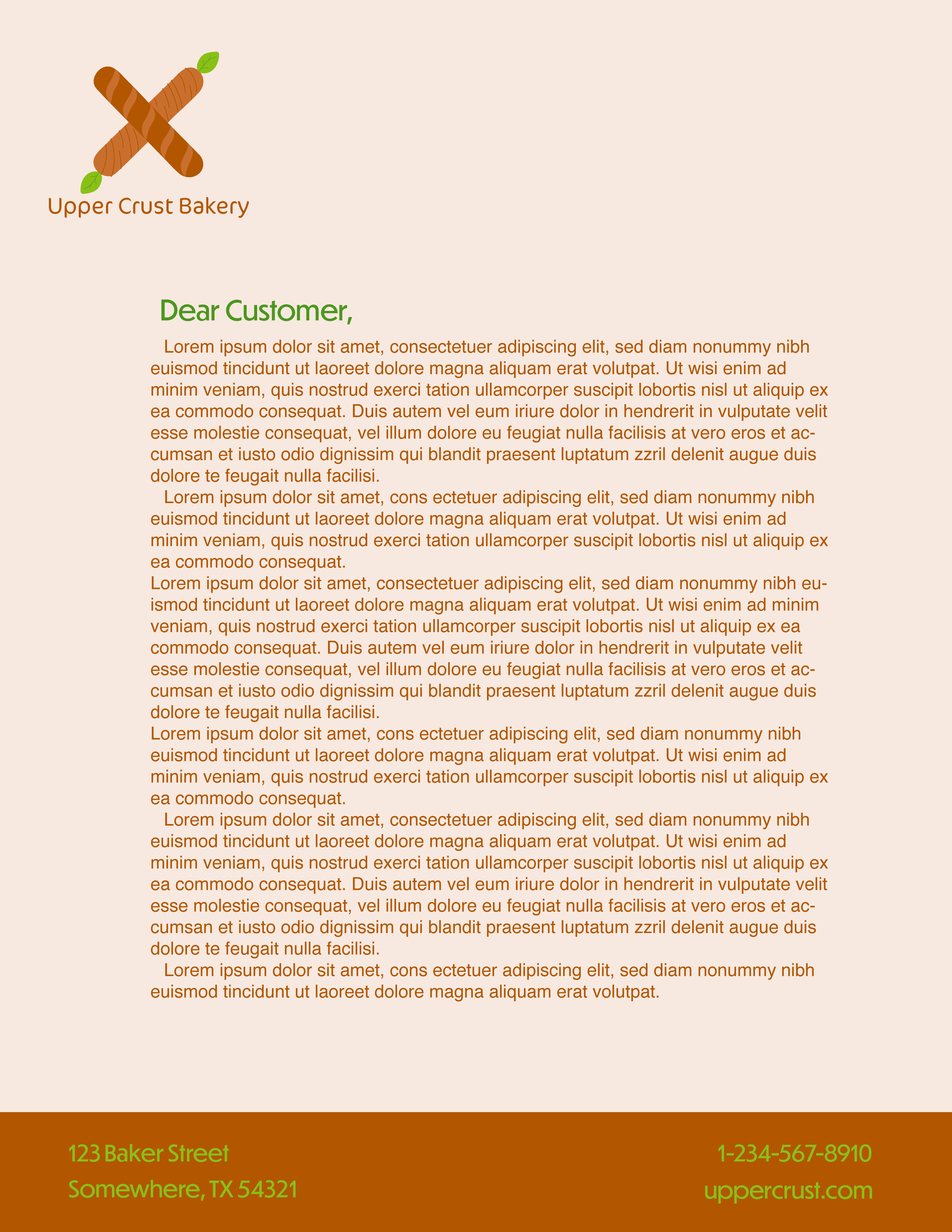Upper Crust Bakery Letterhead design