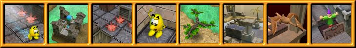 A marquee of screenshots from Eggbert's newest disasterpiece, BLUPIMANIA 2.