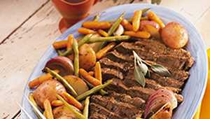 Plate of beef dinner