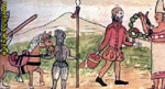 Se trata de una imagen procedente del �C�dice Duran�, siglo XVI, en la que se muestra a Hern�n Cort�s recibido en Tlaxcala. [Fuente: Artehistoria.com].