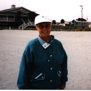 My grandmother on the beach near her home