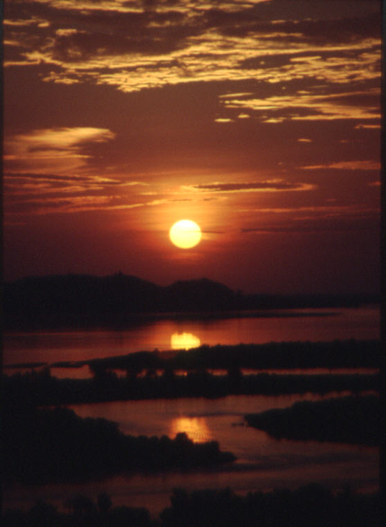Three suns in the sunset